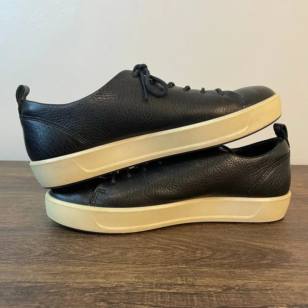 ECCO Soft 7 Sneakers Womens EU 38 US 7 7.5 Black Leather Comfort Walking